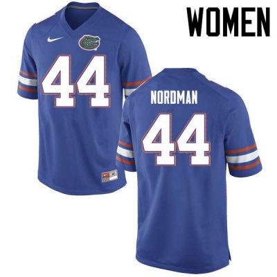 Women's Florida Gators #44 Tucker Nordman NCAA Nike Blue Authentic Stitched College Football Jersey RJN6562TK